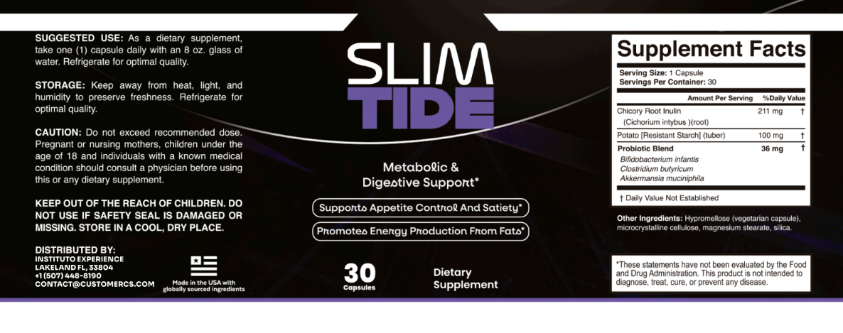 SlimTide supplement facts label